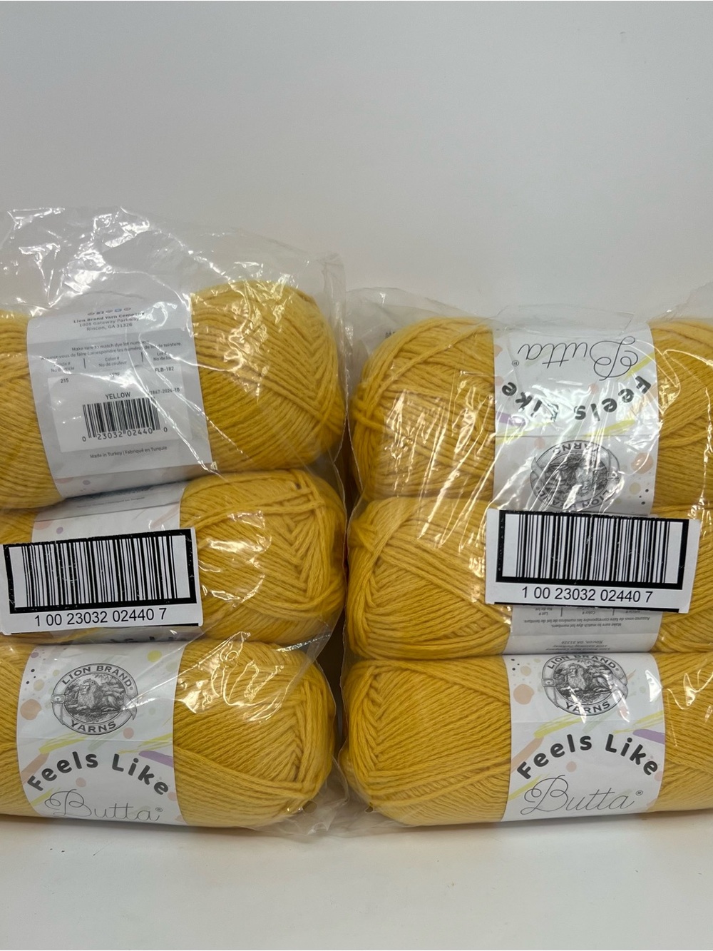Lion Brand Feels Like Butta 6 Skeins Yellow 225- 157F-FLB-182 New 3.5 Oz Each